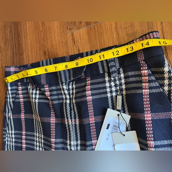 Andiata Women’s Virgin Wool Plaid Pants Navy Red White Size 38 (US 10) Trousers - Picture 8 of 8